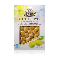 Оливки с косточкой маринованные с оливковковым маслом DELPHI 250г в/у 